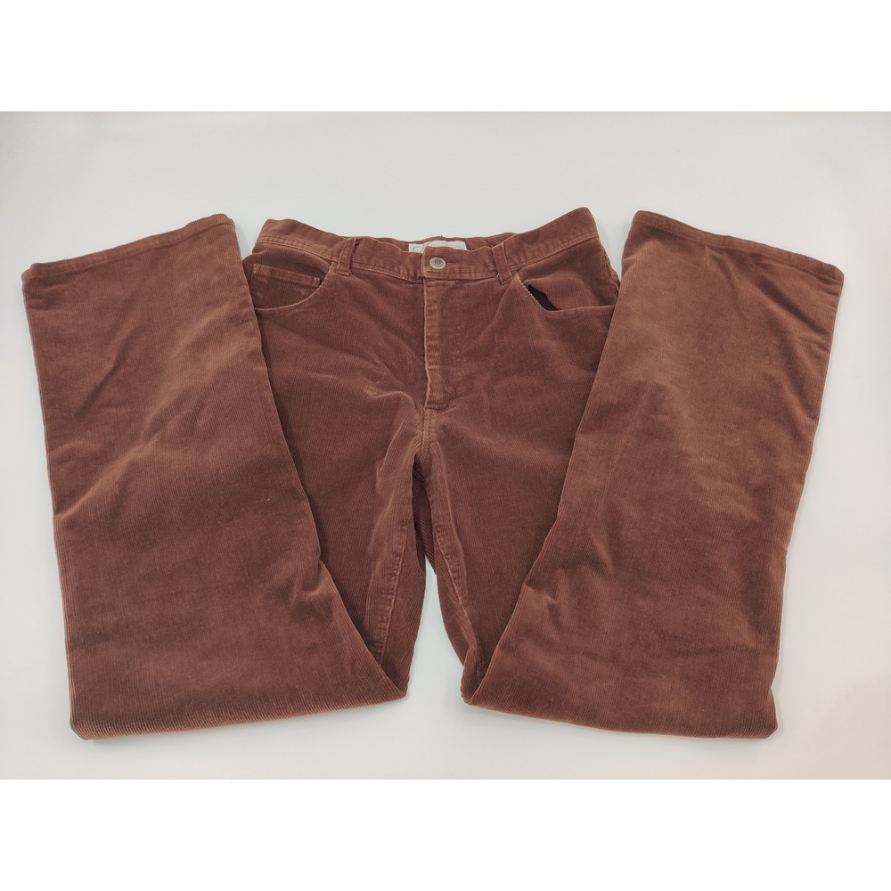 Dressbarn Womens Brown Corduroy Straight Leg Pants Size 8 Cotton Blend Mid Rise